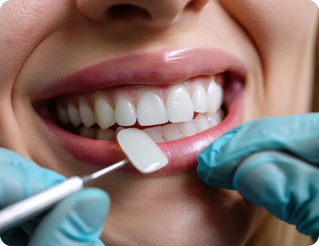 A woman's smile with veneers