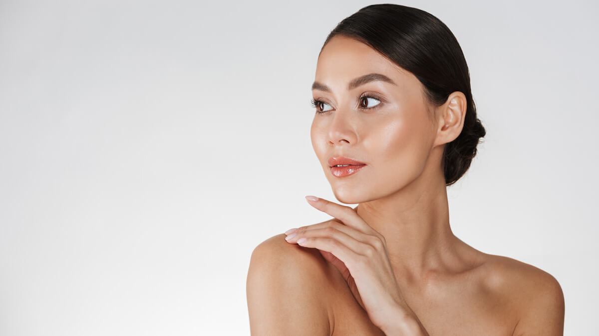 Young woman with a hydrated skin