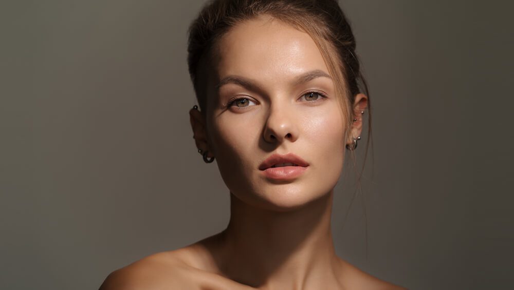 Portrait of a stunning young girl with clean skin