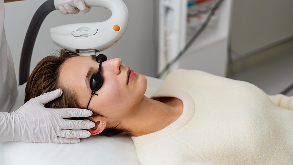 IPL treatment getting done in a beauty salon