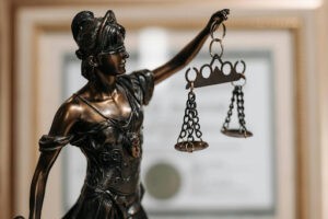 Lady justice in a car accident attorney law firm in Palmdale, CA