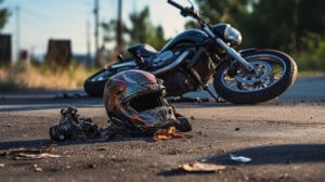 Motorcycle crashed on road after accident in Palmdale, CA