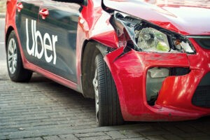 Car crashed after uber accident with injured victims