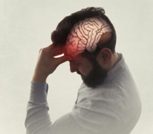 Man experiencing traumatic brain injury after car accident